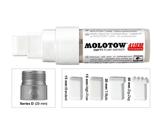 Molotow Маркер 411EM 411000 под закачку 15 мм - фото 15597