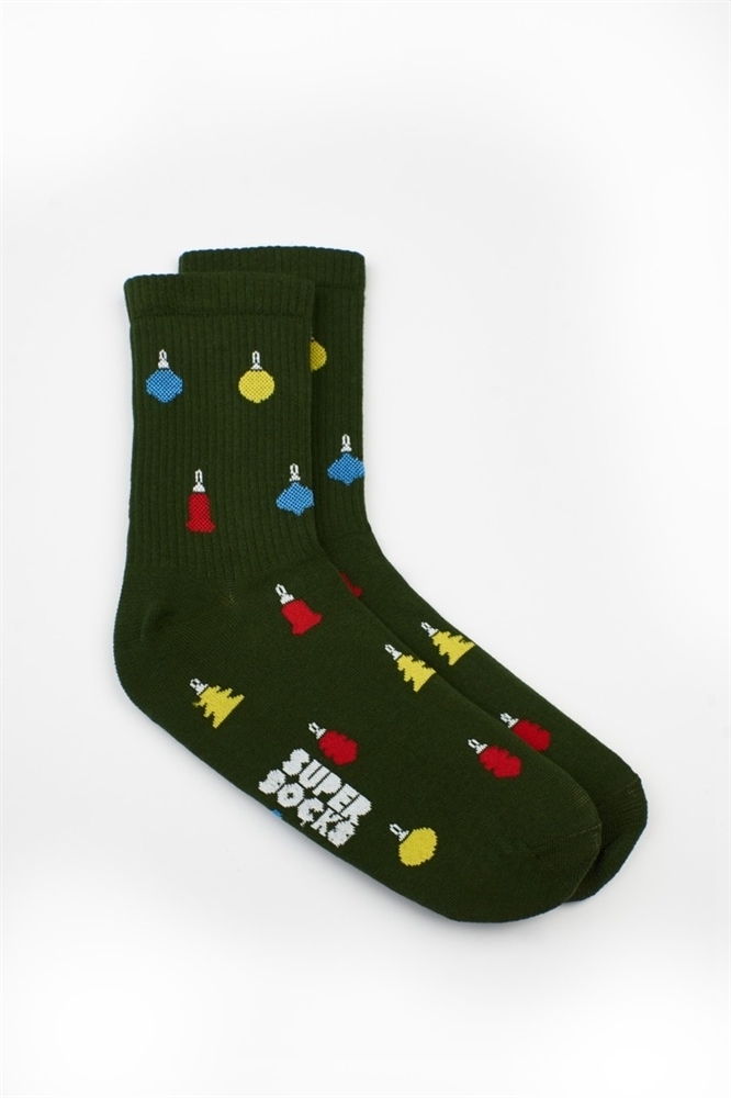 Носки SUPER SOCKS Новогодние Украшения (35-40, Зеленый ) - фото 16404