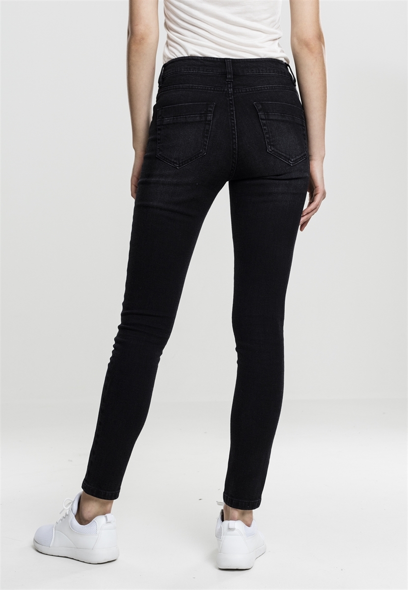 Джинсы URBAN CLASSICS Ladies Skinny Denim Pants Black Washed - фото 19587