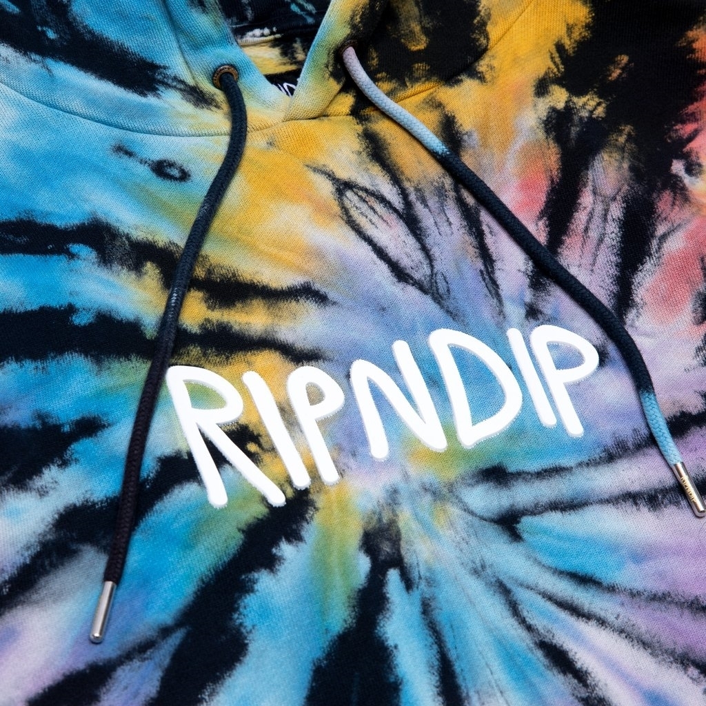 Толстовка RIPNDIP Rubber Logo Hoodie Sunburt Spiral Tie Dye - фото 31263