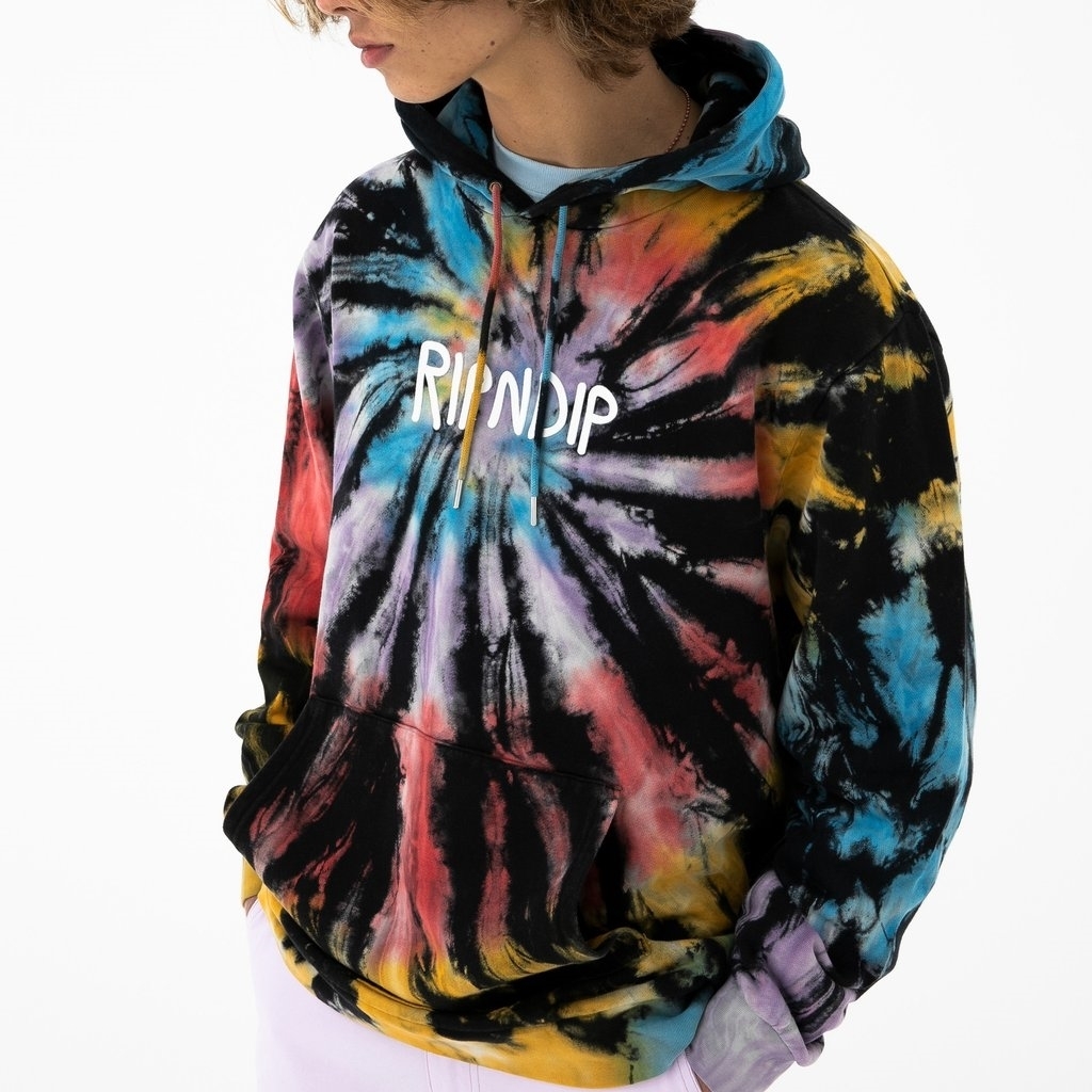 Толстовка RIPNDIP Rubber Logo Hoodie Sunburt Spiral Tie Dye - фото 31265