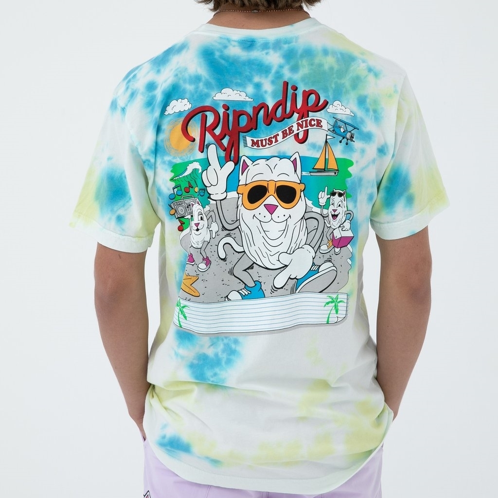 Футболка RIPNDIP Raise Da Hell Tee Yellow & Blue Acid Wash - фото 31277