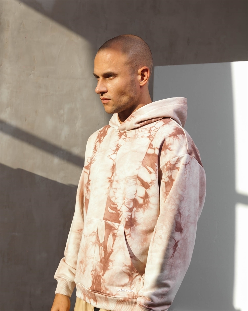 Худи КУЛЬТУРА oversize  "basic", tie dye бежевый - фото 31719