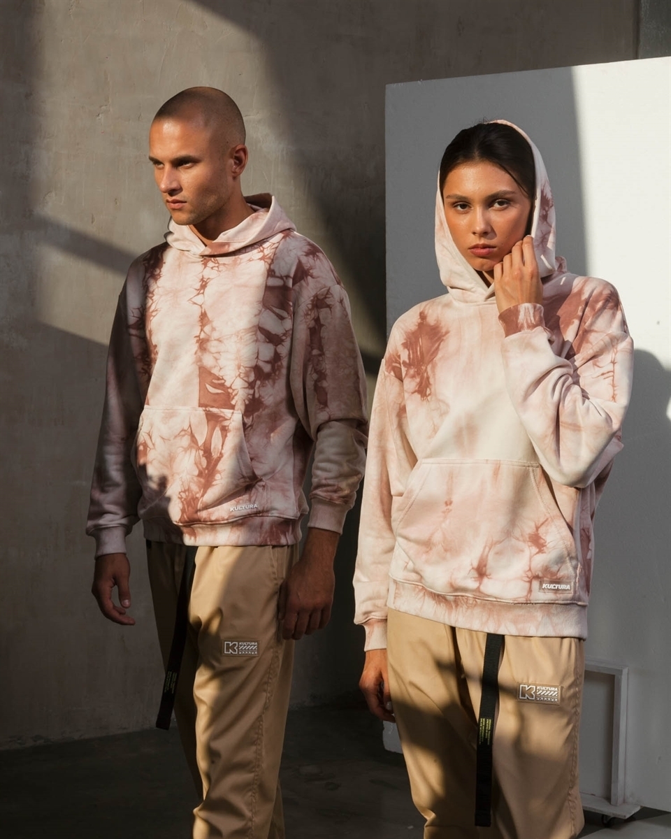 Худи КУЛЬТУРА oversize  "basic", tie dye бежевый - фото 31721