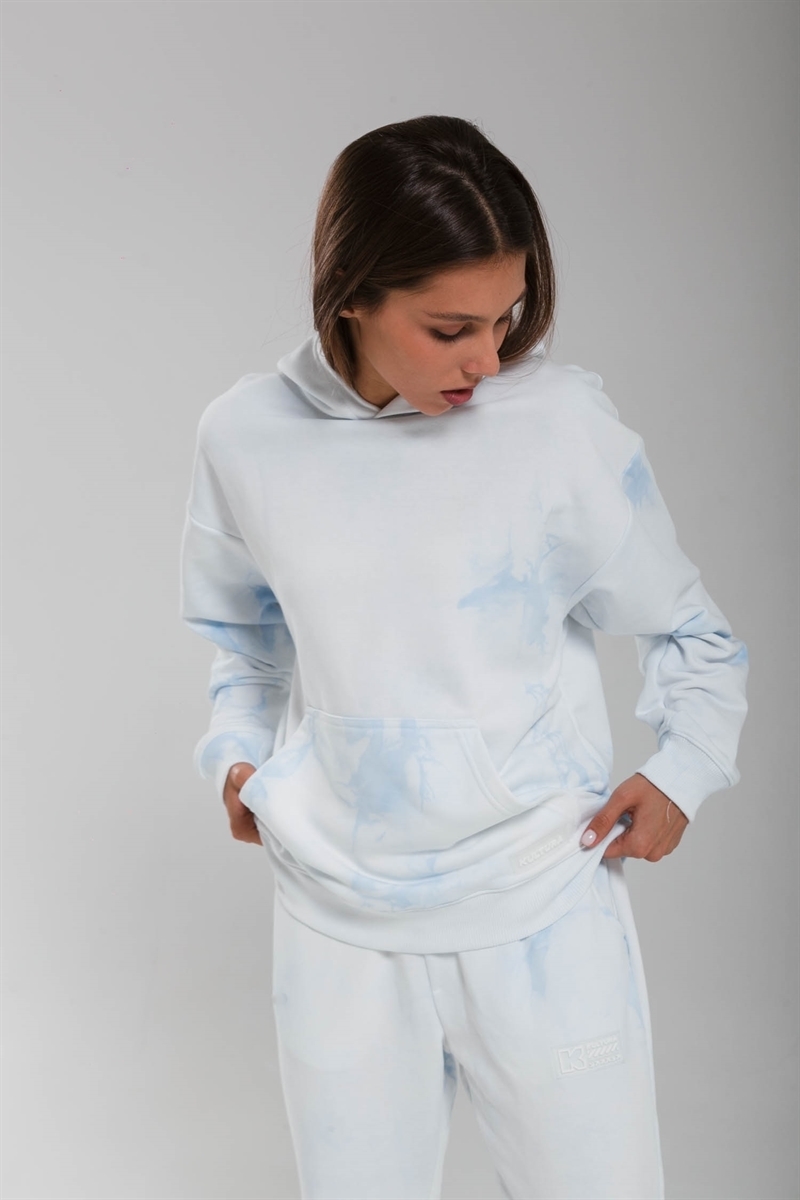 Худи КУЛЬТУРА oversize  "basic", tie dye голубой - фото 31723