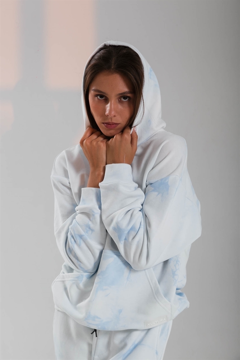Худи КУЛЬТУРА oversize  "basic", tie dye голубой - фото 31726