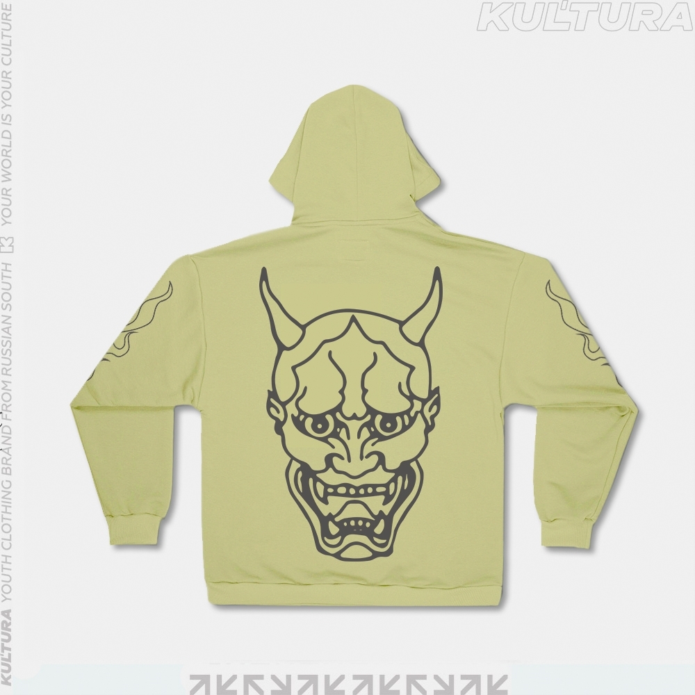 Худи КУЛЬТУРА oversize  "Hannya", фосфор - фото 34329