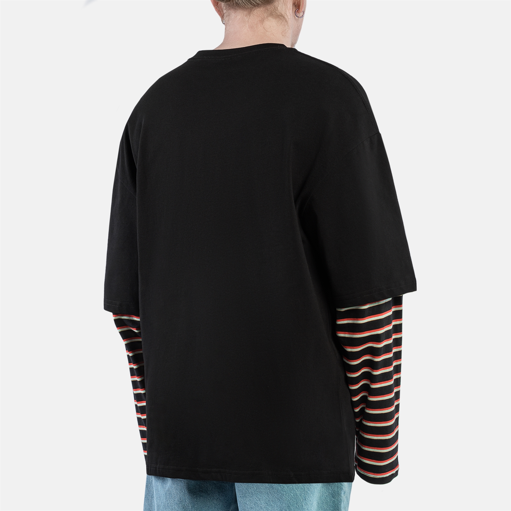 Лонгслив Haided SKRT RLXD DBL SLV CL LS TEE black/blk.wht.red.strp - фото 43238