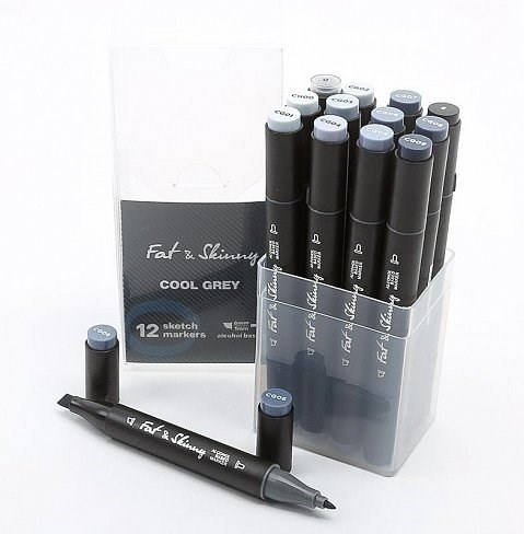 Набор скетч-маркеров Fat&Skinny Cool Grey  12 шт