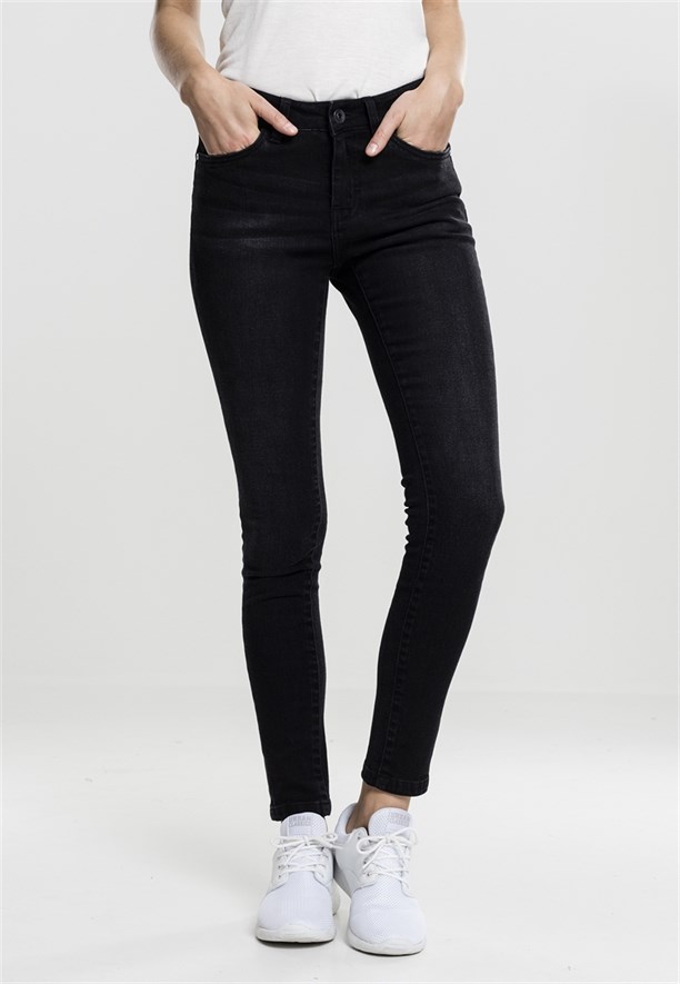 Джинсы URBAN CLASSICS Ladies Skinny Denim Pants Black Washed