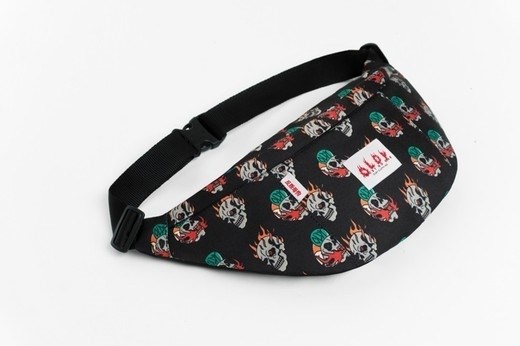 Большая Поясная Сумка Oldy fire skull black