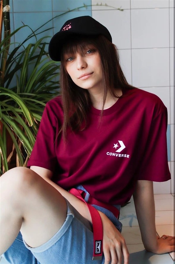 Футболка Converse Left Chest Star Chevron Tee Rose Maroon