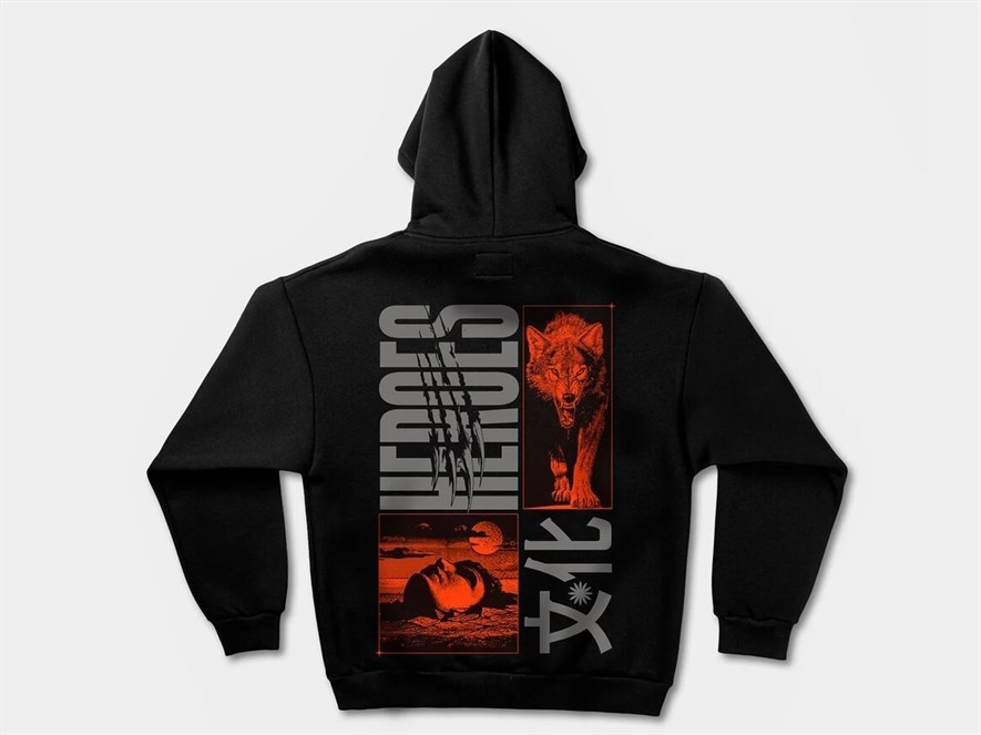 Худи КУЛЬТУРА oversize "Wolf claws",с начесом, черный