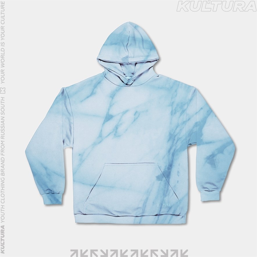 Худи КУЛЬТУРА oversize  "basic", tie dye голубой