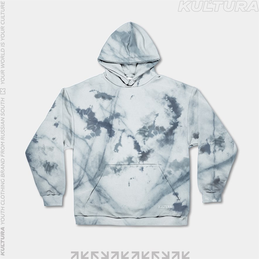 Худи КУЛЬТУРА oversize  "basic", tie dye серый