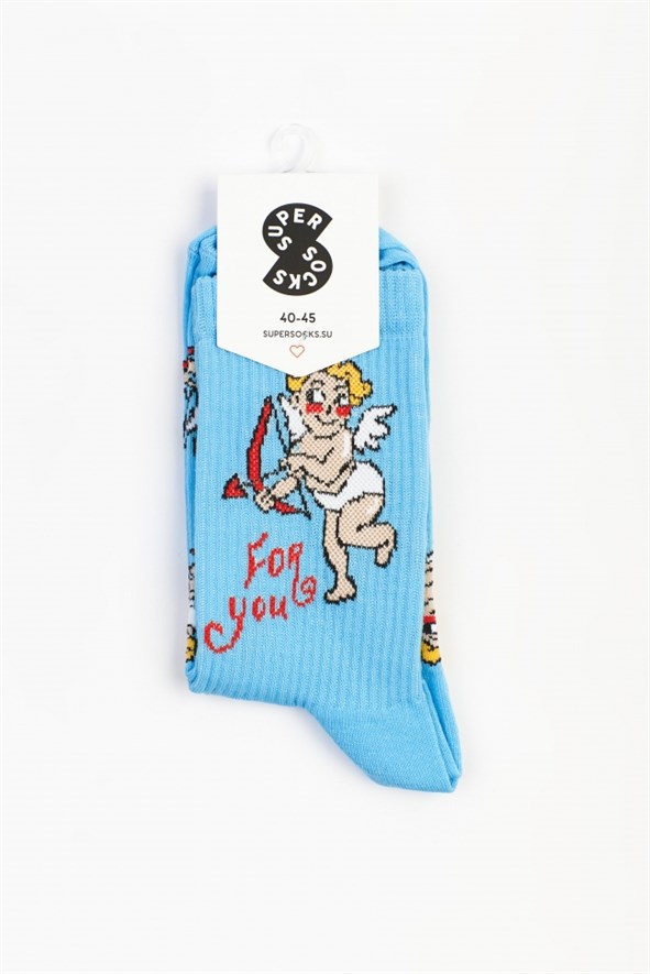 Носки SUPER SOCKS Ангел паттерн, голубой