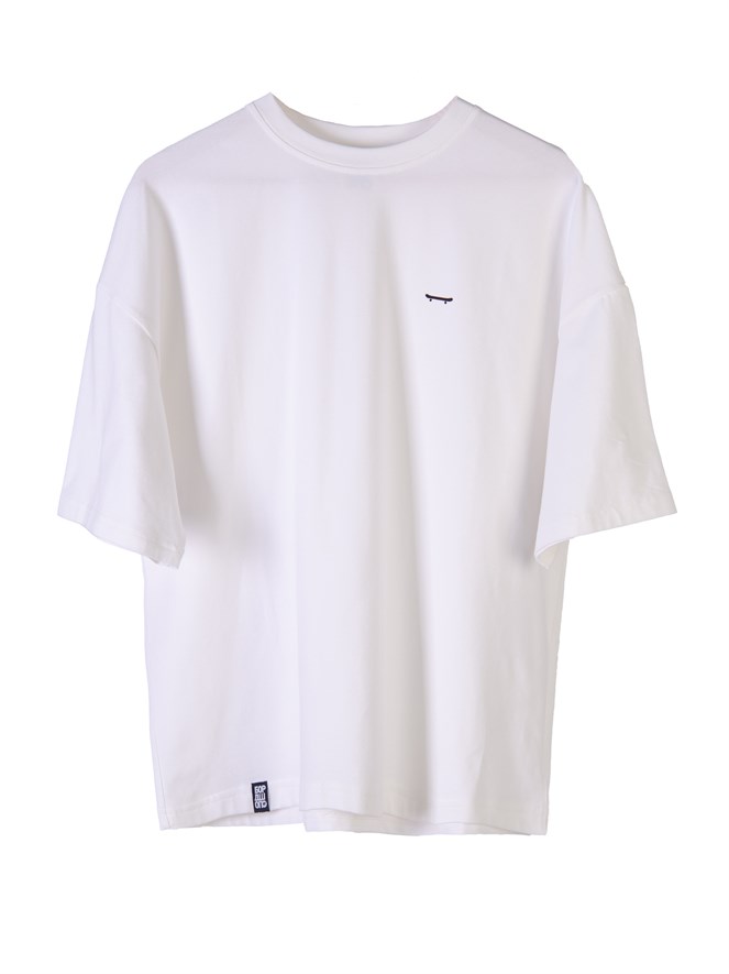 Футболка БОРДШОП#1 белая мини скейт v1