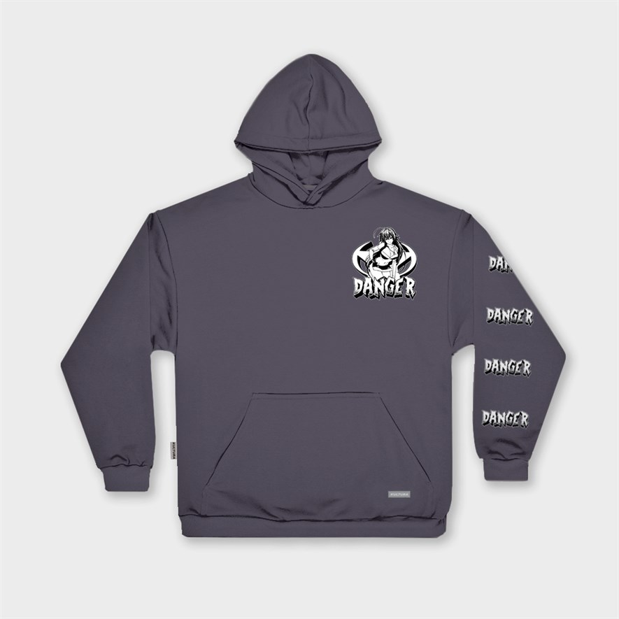 Худи КУЛЬТУРА oversize "Danger",  фиолетовый