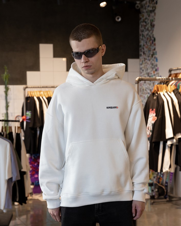 Худи БОРДШОП#1 oversize белый Classic logo