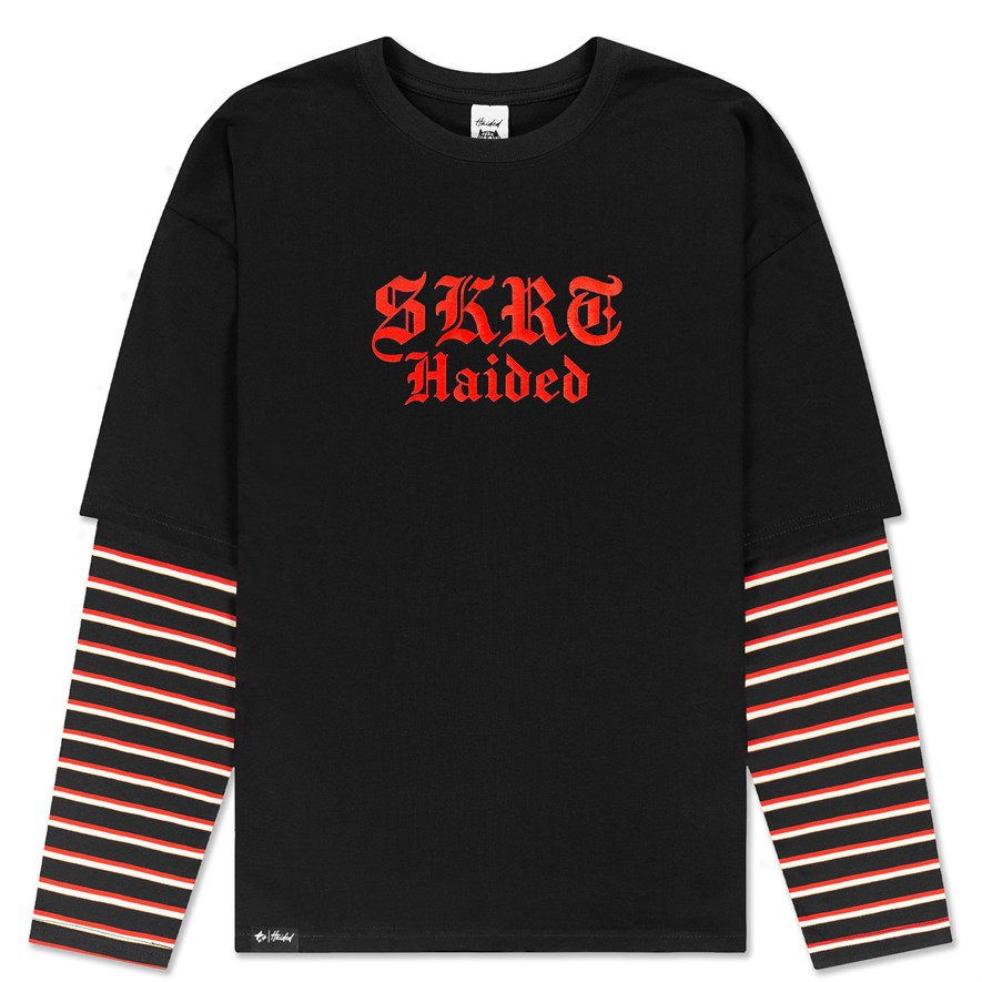 Лонгслив Haided SKRT RLXD DBL SLV CL LS TEE black/blk.wht.red.strp