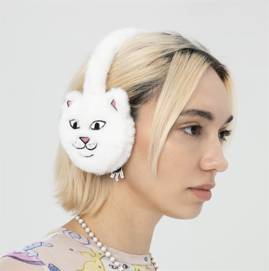 Теплые Уши RIPNDIP Lord Nermal Sherpa Earmuffs White