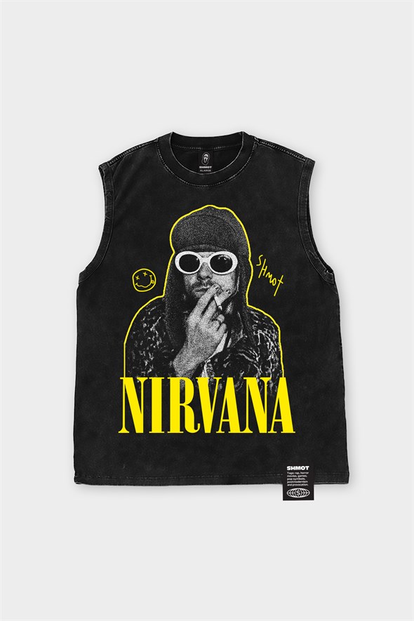 Майка  SHMOT "NIRVANA", GARMENT DYE черный