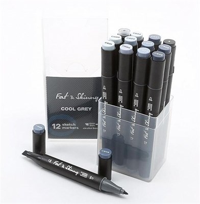 Набор скетч-маркеров Fat&Skinny Cool Grey  12 шт