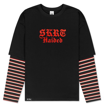 Лонгслив Haided SKRT RLXD DBL SLV CL LS TEE black/blk.wht.red.strp
