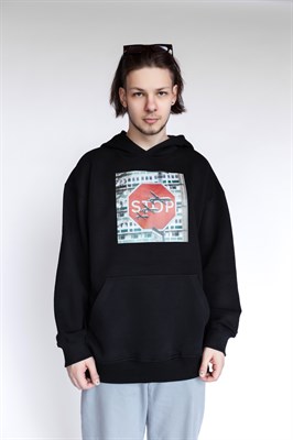 Худи Бордшоп#1 oversize STOP черный