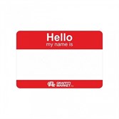 Стикер Hello My Name Is красный 8x12 см. - фото 36190