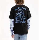 Лонгслив RIPNDIP Get A Grip Double Sleeve Tee Black / Light Blue Tie Dye - фото 37599