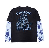 Лонгслив RIPNDIP Get A Grip Double Sleeve Tee Black / Light Blue Tie Dye - фото 37601